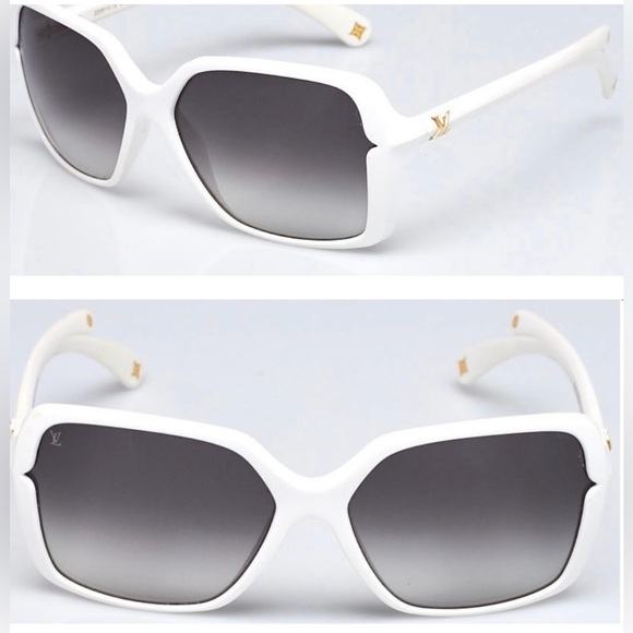CLASSICALLY LOUIS VUITTON SUNGLASSES IN WHITE , GOLD DETAILING ON LV LOGO - Picture 14 of 16